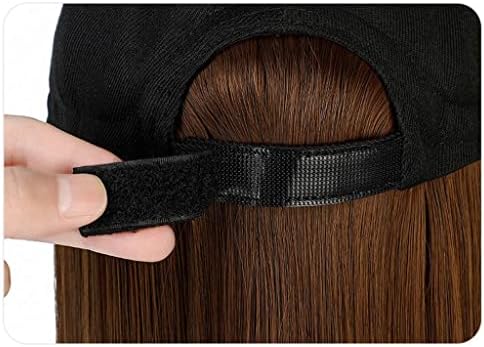 HTKLCZ Sentetik Kısa Düz Saç Şapka Kap Peruk Kadınlar için Siyah Kahverengi Yüksek Sıcaklık Fiber Su Dalgası (Renk:
