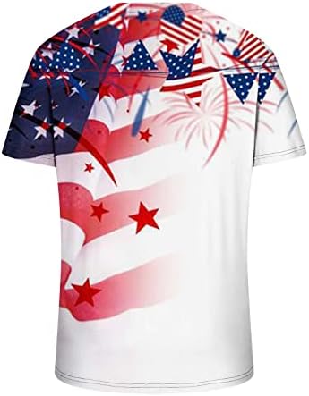 PIMOXV Erkek V Boyun 4th Temmuz Gömlek Artı Boyutu Vatansever Gömlek Amerikan Bayrağı Baskılı Bağımsızlık Günü 2023