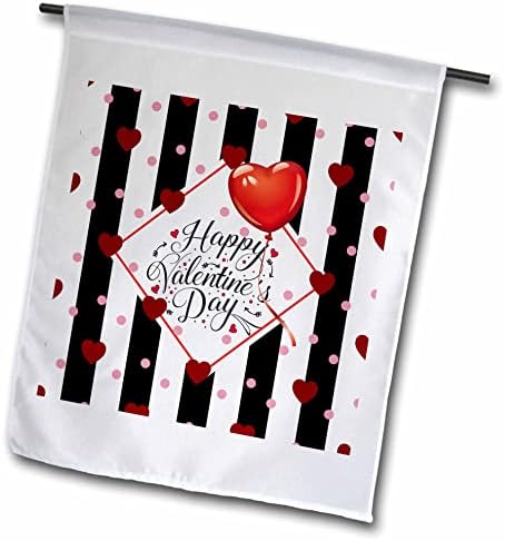 Siyah Çizgili Bayraklar üzerinde Kırmızı Sevgililer Kalpleri ve Balonun 3dRose Görüntüsü (fl_356348_1)