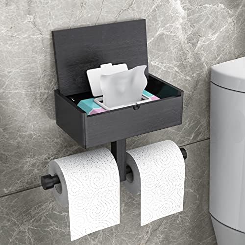 Raflı Çift Tuvalet Kağıdı Tutucusu, Yıkanabilir Mendil Dağıtıcısı Banyo Mendilini Saklamak için Uygundur, Mendillerinizi