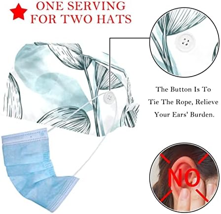 2 Paket Ayarlanabilir Cerrahi Fırçalama Kapaklar, çalışma Kapağı Ter Bandı ve Düğme, Gökkuşağı Unisex Kabarık Kapaklar