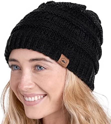 Sert Şapkalar Bayan Bere Kış Şapka-Sıcak Tıknaz Kablo örgü şapkalar - Yumuşak Streç Kalın Sevimli Örme Kap Soğuk