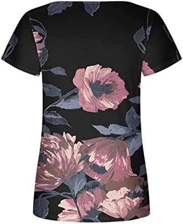 Bluzlar Bayan Vintage Çiçekli Baskı Tunik Üstleri Gevşek Düğme Aşağı Ruffles kısa kollu t-Shirt Tee Gömlek Anne Hediyeler