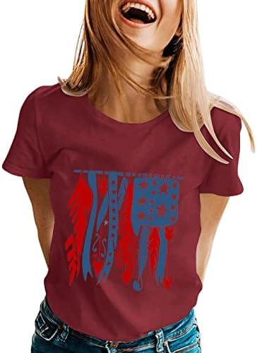 MIASHUI Pamuk Spandex Tee Kadın Dış Ticaret Avrupa ve Amerikan Bağımsızlık Günü pamuk gömlekler Uzun Kollu Kadınlar