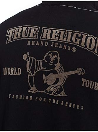 Gerçek Din Erkek Klasik Logo Uzun Kollu fermuarlı kapüşonlu kıyafet