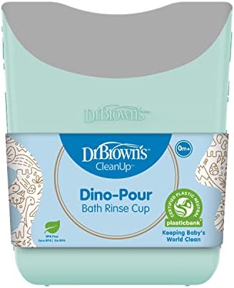 Dr. Brown's CleanUp Dino-Pour Banyo Durulama Kabı, 0m+, BPA İçermez, Sertifikalı Plastik Nötr
