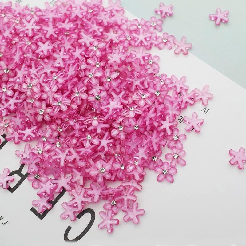 50 adet / grup Rhinestone Çiçek Tırnak Takılar 10MM 5D Akrilik Çiçekler Kristal Tırnak sanat dekoru Pembe Şeftali