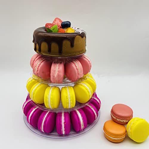 Luxshiny Kek Taşıyıcı Macaron Kulesi Standı Yuvarlak Kek Standı 4 Katmanlı Tatlı Cupcake Standı Çerez Tepsisi kek