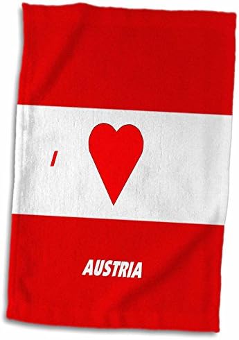 3D Rose Avusturya'yı Seviyorum TWL_51543_1 Havlu, 15 x 22, Beyaz