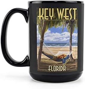 Fener Basın Key West, Florida, Hamak Sahne (15 oz Siyah Seramik Kahve ve Çay Bardağı, Bulaşık Makinesi ve Mikrodalga