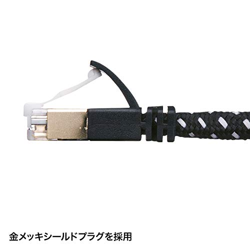 Sanwa Supply KB-T7ME-01BKW CAT7 İnce Çaplı Ağ LAN Kablosu, 3,3 ft (1 m), 10 Gbps / 600 MHz, RJ45, Kırılma Önleyici,