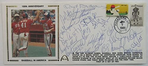 1984 ABD Olimpiyat Takımı Kaşe Zarfını İmzaladı Barry Larkin Mark McGwire Will Clar-MLB İmzaları Kesti
