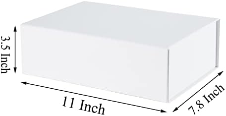 FOCCIUP 11x7. 8x3. 5 İnç Beyaz Hediye Kutusu Manyetik Kapaklı Katlanabilir Sağdıç Gömlek Kutuları Hediye Paketi