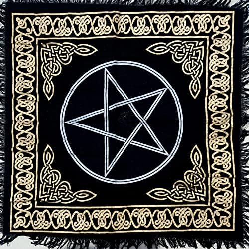 Sunak Bezi Pentagram Büyücülük Malzemeleri Alter Tarot Yayılmış Üst Masa Örtüsü Wiccan Kare Manevi Kutsal Bez 18