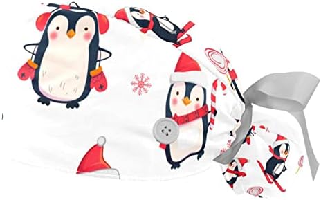 IROLSKDNFH Çalışma Kap Düğmeleri ile Kadınlar için, Noel Şapka Kış Kawaii Penguen Pamuk Ter Bandı Kabarık Dantel-up