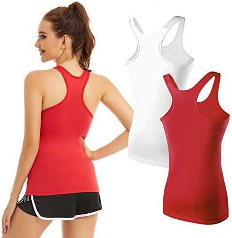 KMİSUN Egzersiz Tankı Üstleri Kadınlar için Racerback Yoga Kaşkorse kolsuz üstler Koşu Atletik Gömlek 1/2/3 Paket
