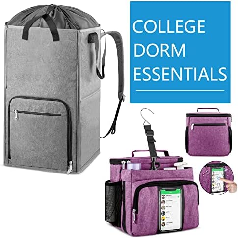 Bukere Ekstra Büyük 2 in 1 Çamaşır sırt çantası ve duş rafı Tote Çanta Üniversite Öğrencileri için Yurt Essentials