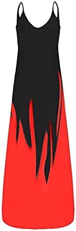 Kadın Yaz Casual Çiçek Baskılı Bohemian Spagetti Kayışı Çiçek Uzun Maxi Elbise Cepler ile