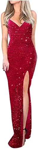 Pullu V Boyun Yarık Kokteyl Elbiseleri Kadınlar için Akşam Parti uzun elbise 2023 Yaz Kolsuz Maxi Balo Elbise
